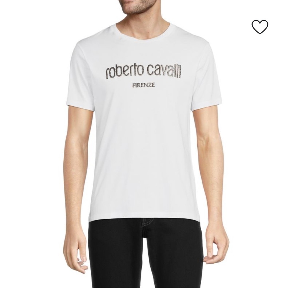 Roberto Cavalli Sport mens logo studded tee‎ large white